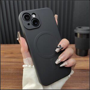 Minimalist Matte Black MagSafe Compatible Phone Case